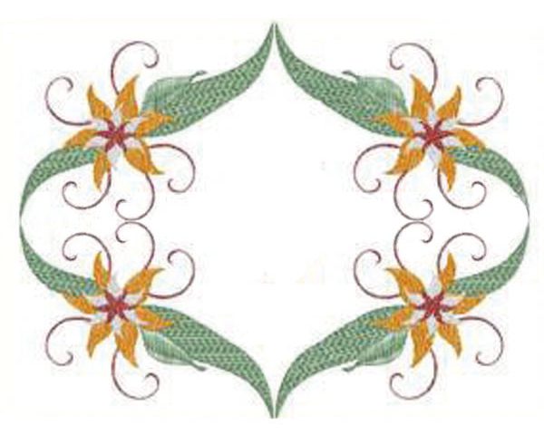 Floral border embroidery design