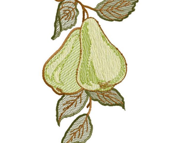 Pear machine embroidery design